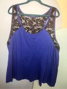 Torrid | Royal Blue Tank with Black Lace | Size 3X